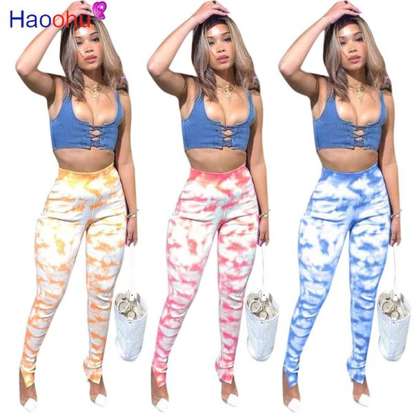 

women's pants & capris womens elastic waist skinny pencil tie-dyed printed joggers casual sweatpants trousers fashion style, Black;white