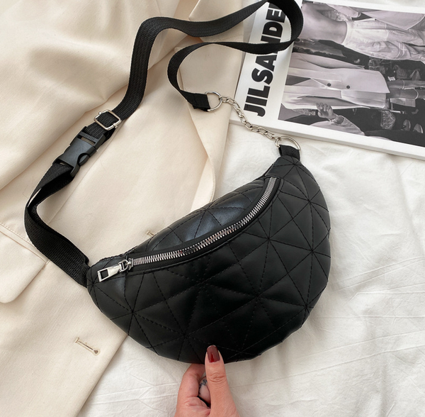 

2020 women waist bag fashion bumbag for woman belt bag lady cross body bag sac banane black and white street qs