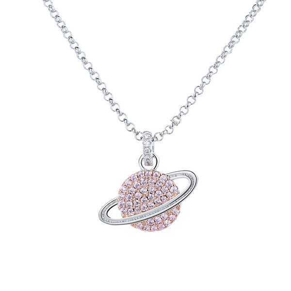 

necklace fashion diamond star necklace female golden planet lock chain sweater chain retractable, Silver