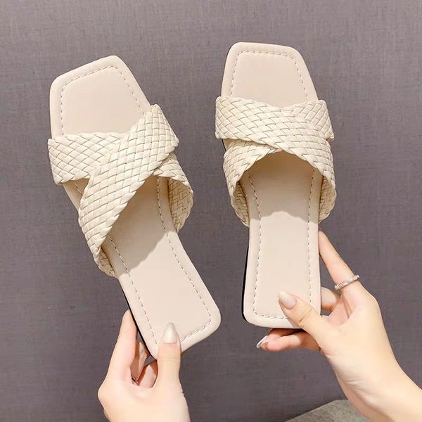 

2021 new summer fashion rattan cross belts slipper size chinese code women's shoes qjp3, Black