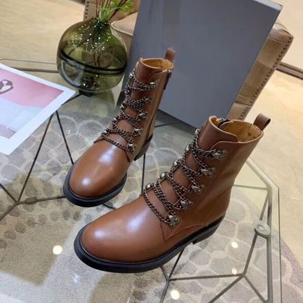 

2021 new european and american autumn and winter locomotive boots, zipper chains, women's shoes, martin boots, round-toed boots, Black