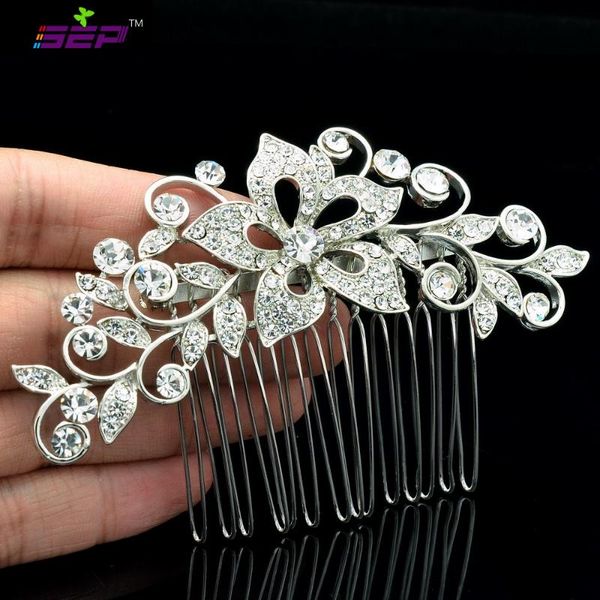 

special offer hair combs vintage flower hair comb crystals rhinestone bridal wedding accessories jewelry 2235r, Golden;silver