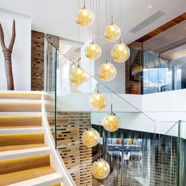

art deco custom villa circular hand blown round glass spiral hanging high ceilings staircase modern lights for home chandelier
