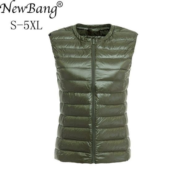 

newbang waistcoat women's warm vests ultra light down vest women portable sleeveless without collar winter warm liner outwear 201031, Black;white