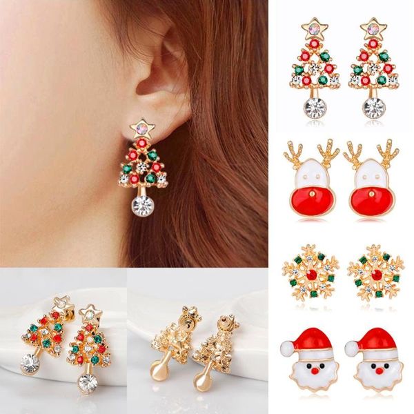 

qifu santa claus snowman necklace snowflakes eardrop merry christmas decor for home 2021 christmas gift xmas decor new year 2021, Golden;silver