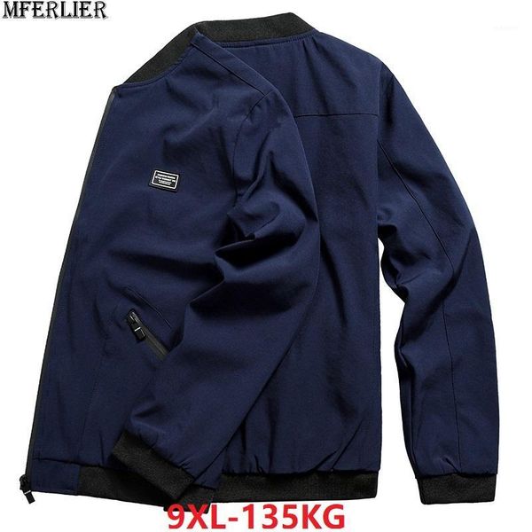 

mferlier men jackets 8xl 9xl black large size big 6xl 7xl autumn hipster baseball pocket zipper casual jackets navy blue coat 481, Black;brown