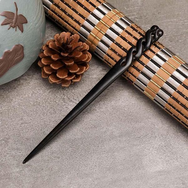 

1pc handmade black wood hairpins clips carved pattern women girls hanfu dress costume chopstick hair forks sticks styling, Golden;silver