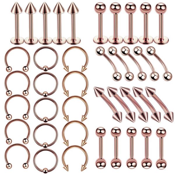 

40 шт. хирургическая стальная пирсинг для пирсинга тела ювелирных изделий на многопользовательских колоннах, Slivery;golden