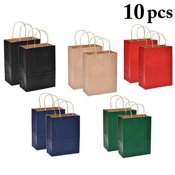

gift wrap 10pcs paper bag portable assorted colors kraft tote1