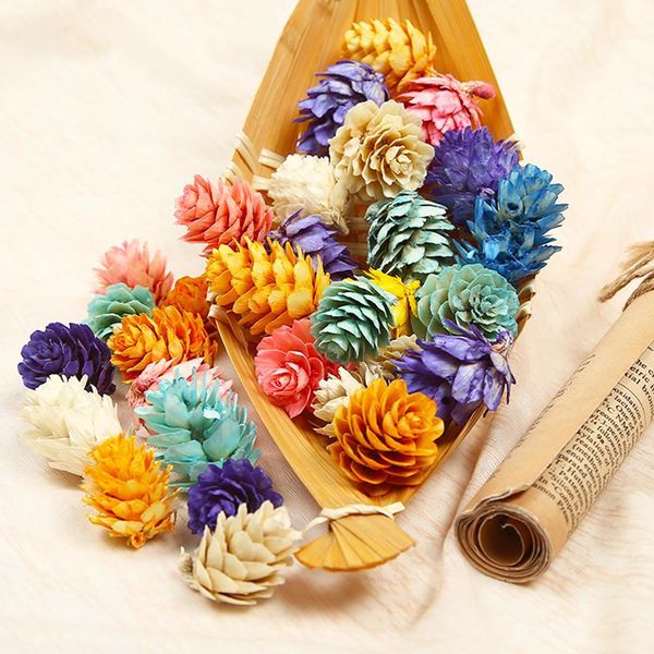 

20pcs lot new colorful natural pine cone artificial flower for wedding christmas decoration handmade wreath gift scrapbooking h bbyxdz