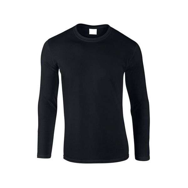 

2020 autumn new 100% cotton t shirt men, ultra low price long sleeved men's tshirt high-quality o-neck pure color lovers t-shirt, White;black