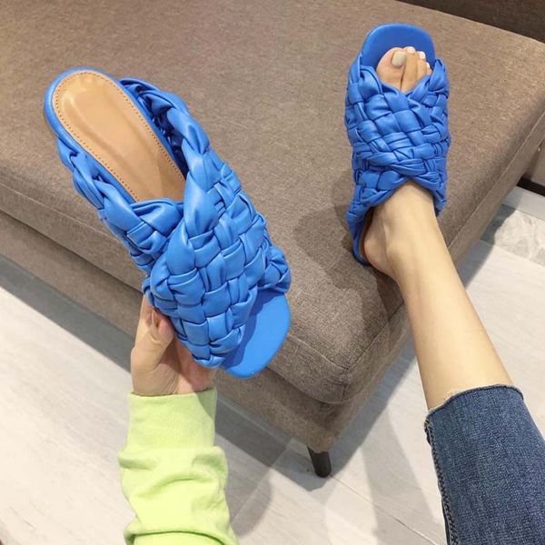 

2021 new summer braided flat sandals wear open-toed women's shoes cdt8, Black