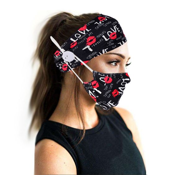 

valentine heart masks with button hairbands two piece face mask holder headbands women sports yoga elastic hair bands accessories e123101