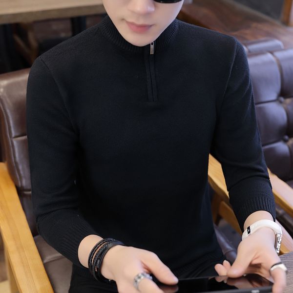 

2021 new men's blouse with neck pullover sweater jacket pull long sleeve clothes man's shirt spring autumn k271 1z2r, White;black