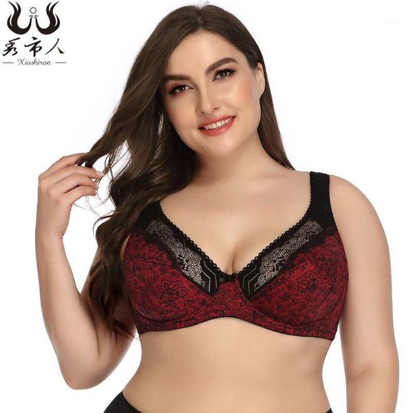 

new large print bra, ultra thin steel ring, full cup lace underwear, comfortable women's bra1, Red;black