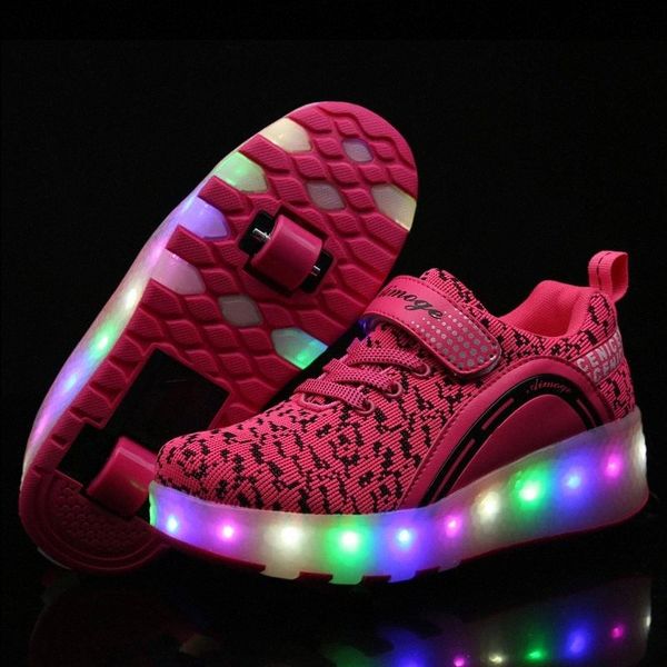 

two wheels luminous sneakers 2020 led light roller skate shoes for children kids led shoes boys girls light up #cs5p