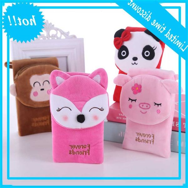 

cartoon cute animal head mobile phone bag with zero wallet