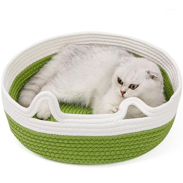 

kennels & pens pet dog bed cat pure cotton thread weave cute head shape grinding claw mattress net red supplies1