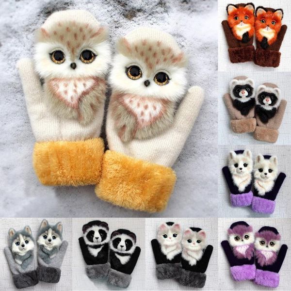 

disposable gloves 'the ' 2021 animal pattern autumn and winter warmth plush knitted for women 8891
