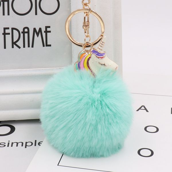

soft new mini kawaii plush fur ball keychain toys cute fashion kids dolls pompom fluffy charm baby for girls women gift, Silver