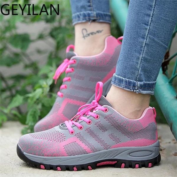 

boots women steel toe safety shoes proof work breathable sneakers comfortable anti-smashing anti-piercing industrial woman, Black