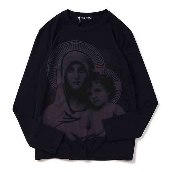 

fashion brand new virgin mary head print crew neck t-shirt summer new men women tee hip hop casual t-shirt 2020, White;black