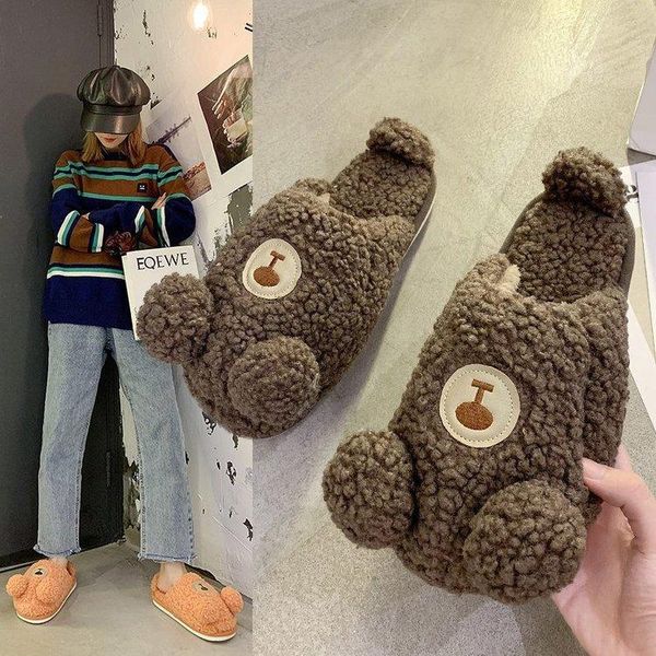 

slippers women's wild fur three-color home pregnant women non-slip warm shoes personality comfortable and durable, Black