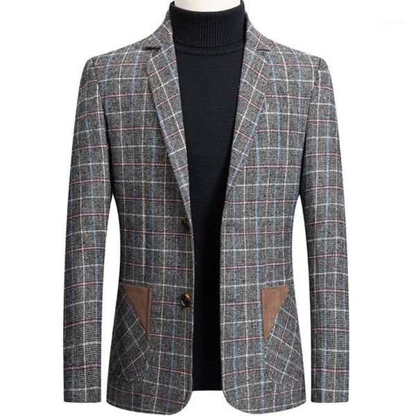 

spring blazer men business casual plaid men suit jackets slim fit trend blazer jacket male outerwear terno masculino1, White;black