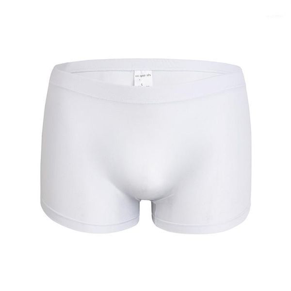 

2020 new arrival ultra-thin ice silk men's solid underwear men's boxers transparent boxer shorts seamless underpants1, Black;white