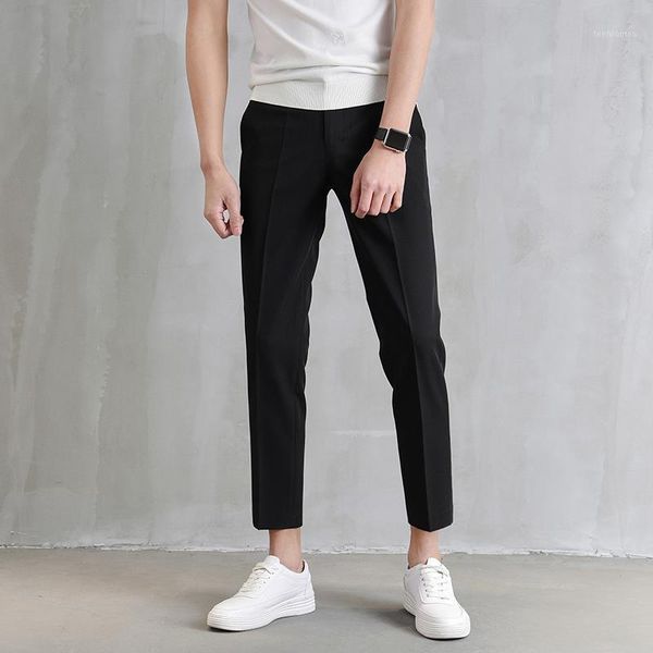 

spring autumn fashion men leisure pants versatile loose small foot nine minutes trousers men's l611 men's, Black