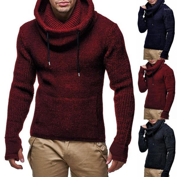 

new men's sweaters male high street solid color sweaters slim fit knitted pullover sweater1, Black;white