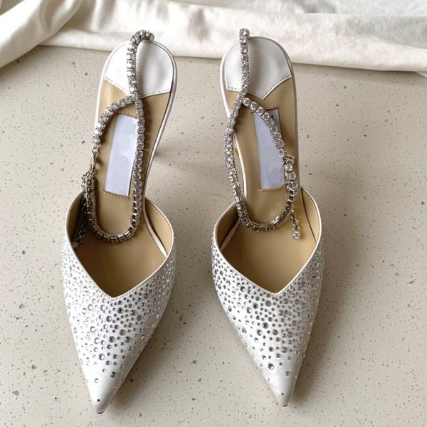 

women dress shoes high heel pointy pointed peep toes rhinestone decorate office career vintage wedding sheepskin real leather heel height, Black