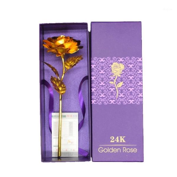 

24k foil plated rose gold party favors rose wedding decoration valentine's day gift without base1