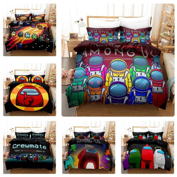 

new game among us bedding sets 3d cartoon digital printing three quilt cover pillowcase bedsheet cover suit duvet cover bedding sets