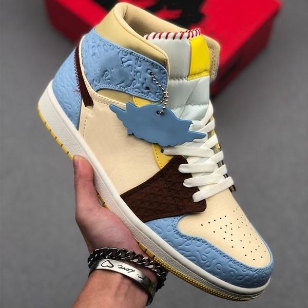 

with box jumpmen 1 mid fearless shoes maison chateau rouge cu2803 pale vanilla cinnamon fashion trainers designer sneaker schoenen size