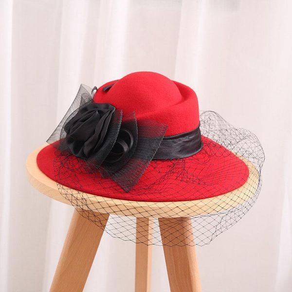 

2019 fascinating fedoras elegant female wool felt mesh bow floral pillbox hat with veils ladies fascinator jazz hat lm022 h bbynte