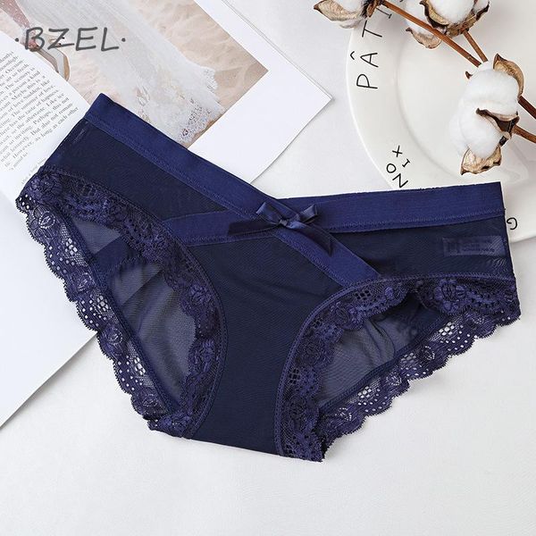

women's panties bzel underwear lace with bow ice silk 3 pcs for women low-rise big size lingerie female, Black;pink