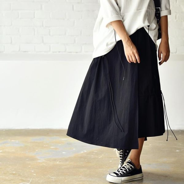 

skirts micoco q6770c retro large black cotton pleated women's high-waisted skirt