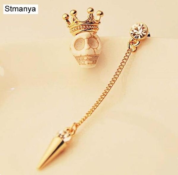 

череп головы серьги бесплатная доставка горячие продажи мода оптовая южная корея корона заклепки серьги sted 12051 wmtnwb toupshop, Bronze;silver