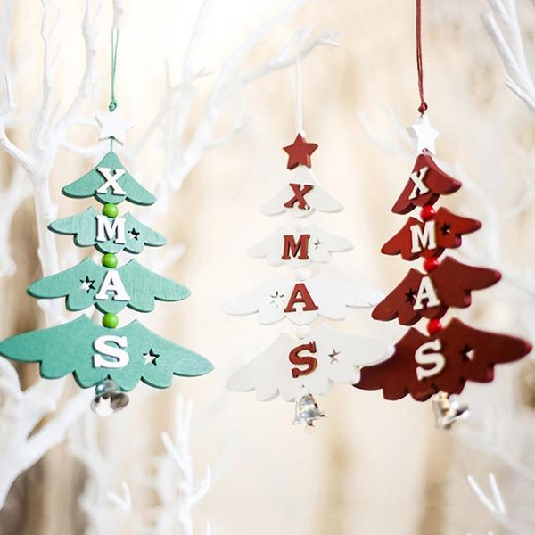 

christmas decorations holiday decoration colorful wooden letter bell tag ornament tree for party decorations1