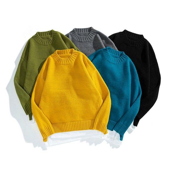 

men's sweaters knitted thick cotton winter sweater warm solid color casual pullover men clothes loose mens knitting, White;black