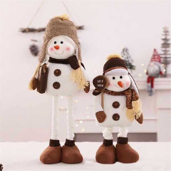 

stretchable christmas plush snowman figurine doll with scarf hat christmas ornament for children room home decoration1