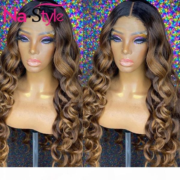 

loose deep wave wig honey blonde 13x4 lace front wig 1b 30 colored human hair wigs for black women remy brazilian 150% glueless, Black;brown