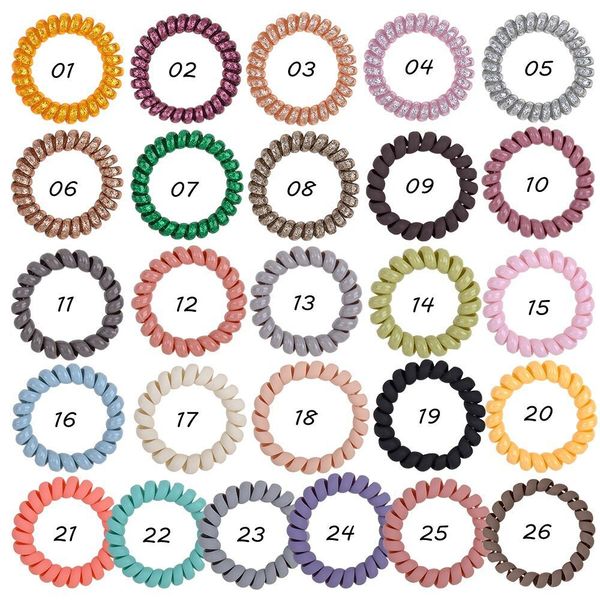 

color 2020 elastic frosted new rubber candy bands telephone wire cord headband for women girls ties hair jewelry