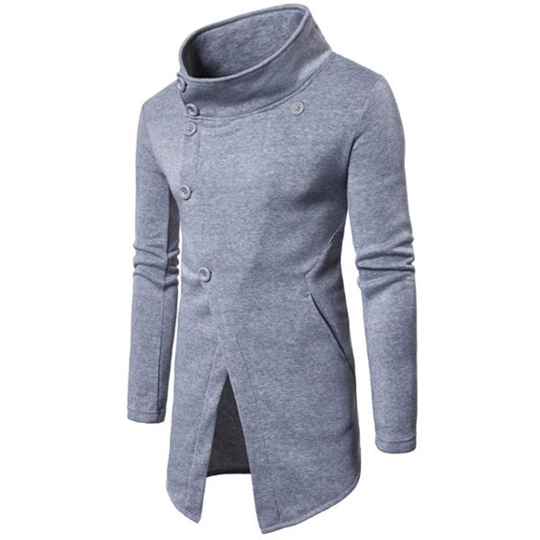 

2021 men's fashion hoodie men's cotton hooded long sleeves extended hem personality slope casual hip-hop, Black