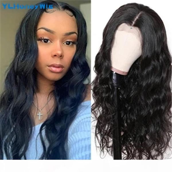 

26 28inch body wave lace front human hair wigs 13x6x1 t part lace human hair frontal wig with baby remy brazilian, Black;brown
