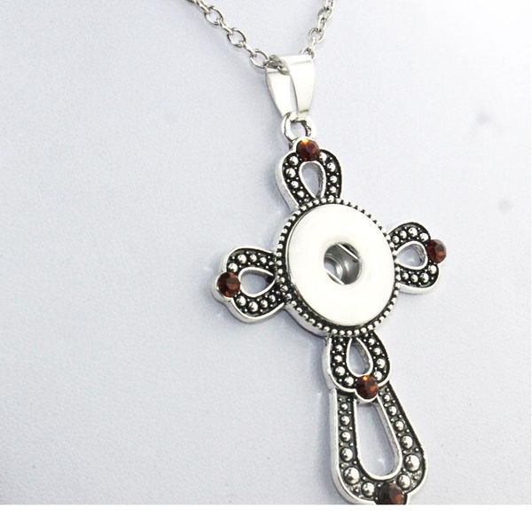 

boom life crystal cross long necklaces and chokers bohemian necklaces & pendants vintage18mm snaps button necklac bbykur, Silver