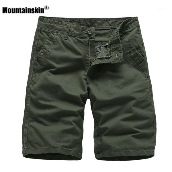 

men's shorts mountainskin 2021 men's cargo summer men casual cotton short pants sport solid color knee length male sa8921, White;black