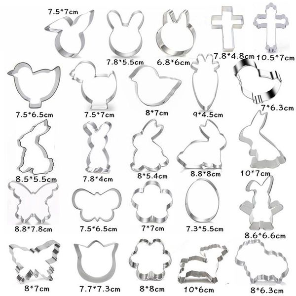 Niedliche Ostern-Element-Plätzchenform-Ausstecher-Kaninchen-Küken-Hasen-Form-Backform-Edelstahl-Tiere-Kuchen-Form JXW830