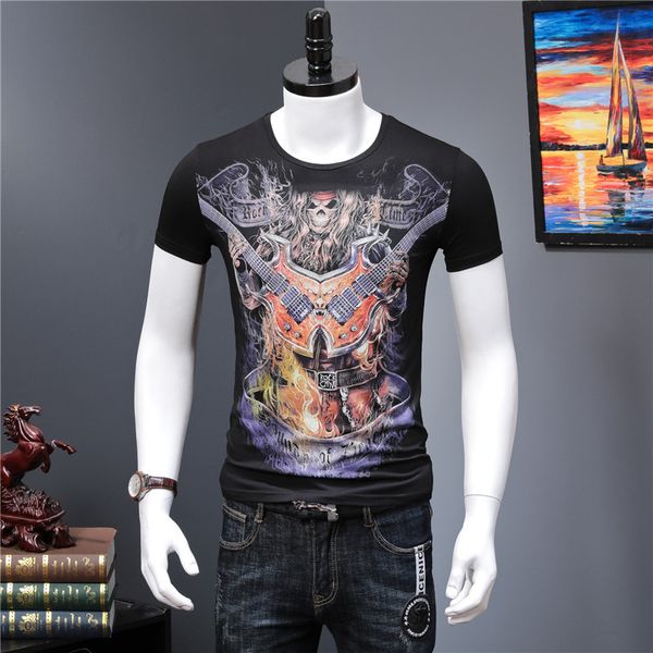 

casual 2020 new t-shirt short sleeve shirt head tee 100% cotton summer xyqt, White
